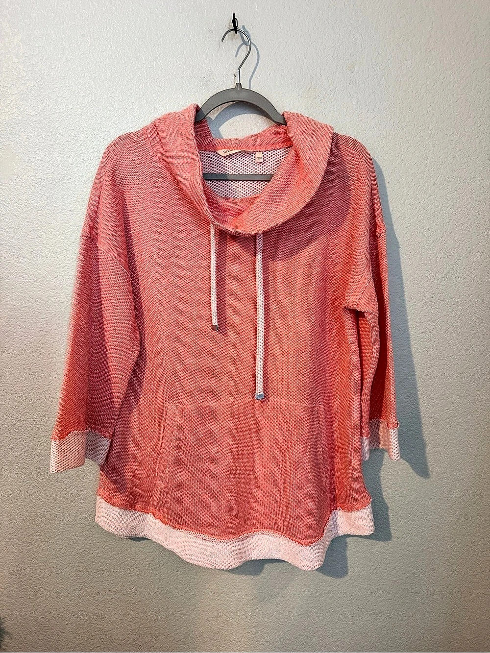 Soft Surroundings French Terry Hooded Pullover Pink Medium 76% Cotton
